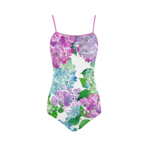 Watercolor Hydrangea Strap Swimsuit ( Model S05)
