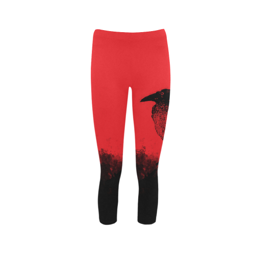 Black Raven on Red VAS2 Capri Legging (Model L02)