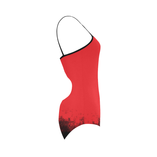 Black Raven on Red VAS2 Strap Swimsuit ( Model S05)