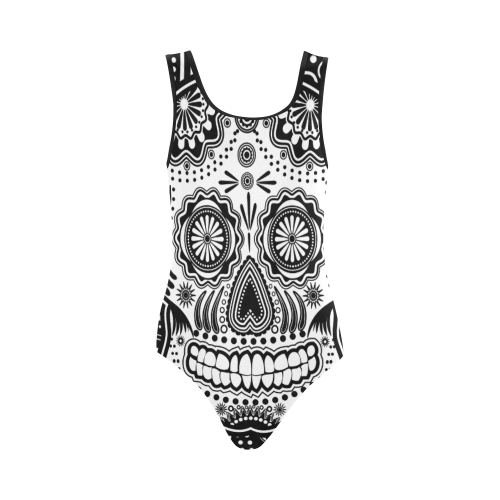 sugar skull Vest One Piece Swimsuit (Model S04)