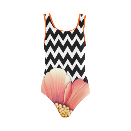 flower power Vest One Piece Swimsuit (Model S04)