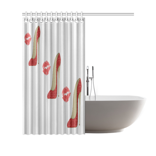 Kiss and Red Lace Stiletto Art Shower Curtain Shower Curtain 69"x70"