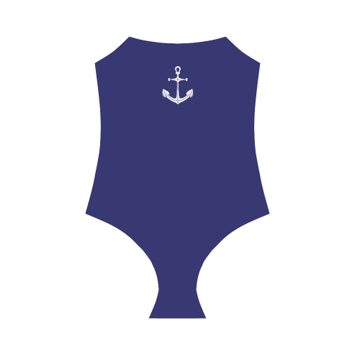 White Anchor on Navy Blue VAS2 Strap Swimsuit ( Model S05)