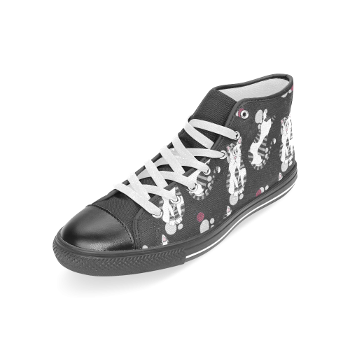 Purrforia black Women's Classic High Top Canvas Shoes (Model 017)