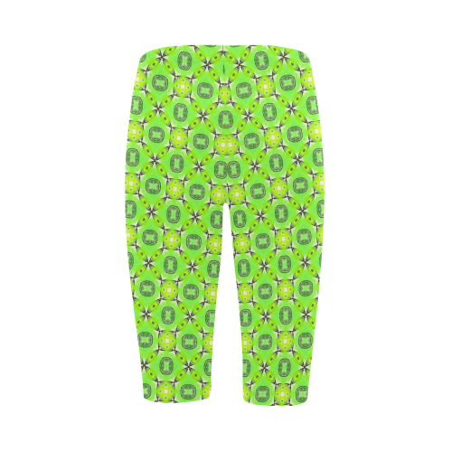 Vibrant Abstract Tropical Lime Foliage Lattice Hestia Cropped Leggings (Model L03)