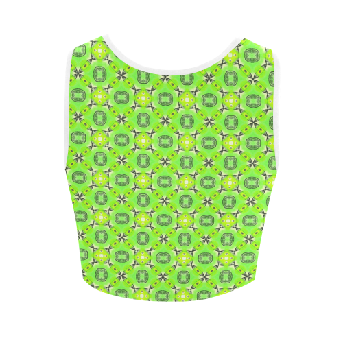 Vibrant Abstract Tropical Lime Foliage Lattice Women's Crop Top (Model T42)