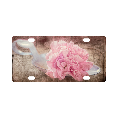 Vintage carnations on a spoon Classic License Plate