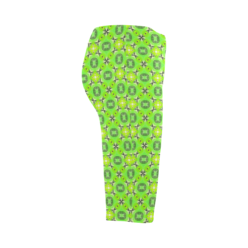 Vibrant Abstract Tropical Lime Foliage Lattice Hestia Cropped Leggings (Model L03)