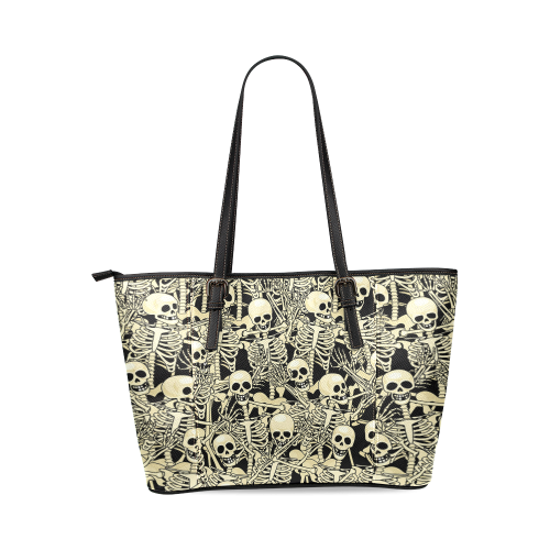 Skull Leather Tote Bag/Small (Model 1640)