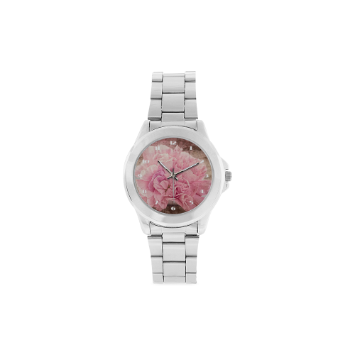 Vintage carnations on a spoon Unisex Stainless Steel Watch(Model 103)