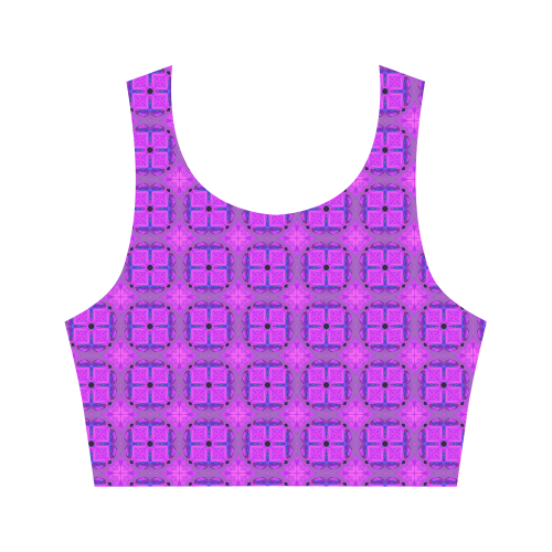 Abstract Dancing Diamonds Purple Violet Women's Crop Top (Model T42)