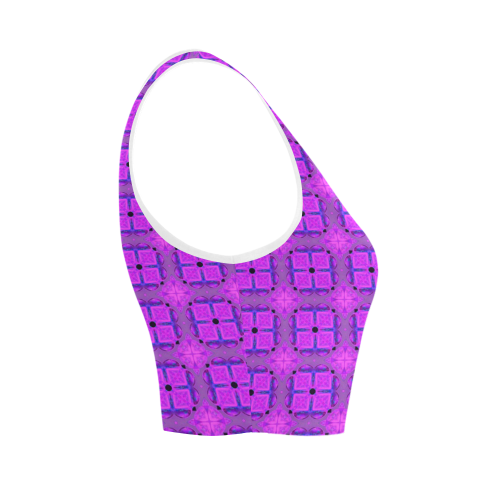 Abstract Dancing Diamonds Purple Violet Women's Crop Top (Model T42)
