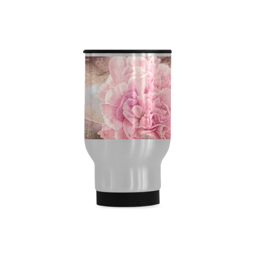 Vintage carnations on a spoon Travel Mug (Silver) (14 Oz)