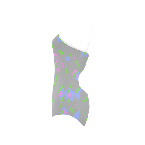 Spring pastel butterflies Strap Swimsuit ( Model S05)