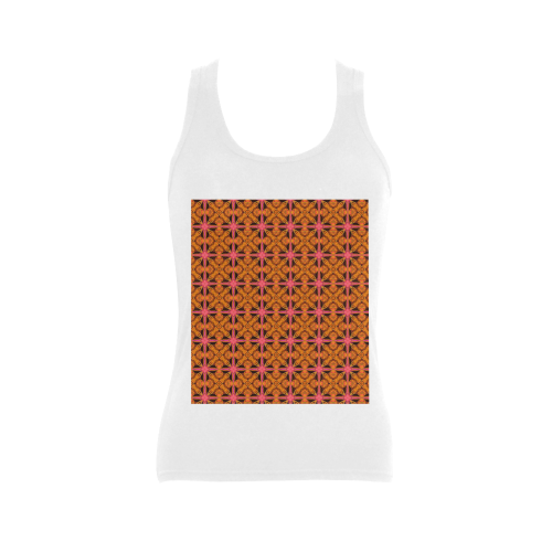 Peach Lattice Abstract Pink Snowflake Star Women's Shoulder-Free Tank Top (Model T35)