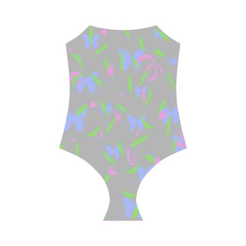 Spring pastel butterflies Strap Swimsuit ( Model S05)