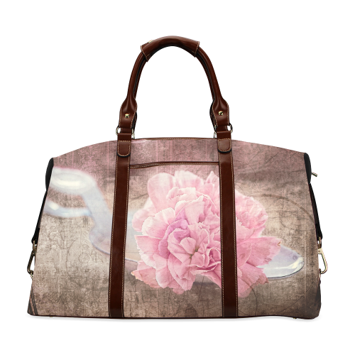 Vintage carnations on a spoon Classic Travel Bag (Model 1643)