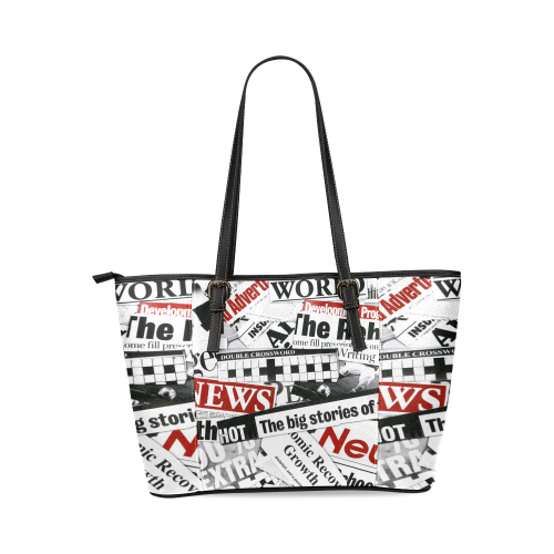 Newspaper Leather Tote Bag/Small (Model 1640)