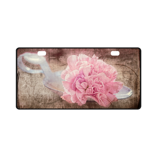 Vintage carnations on a spoon License Plate