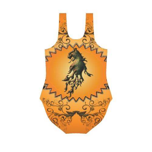 Lion with flame Vest One Piece Swimsuit (Model S04)