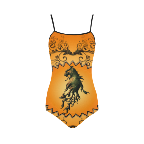 Lion with flame Strap Swimsuit ( Model S05)