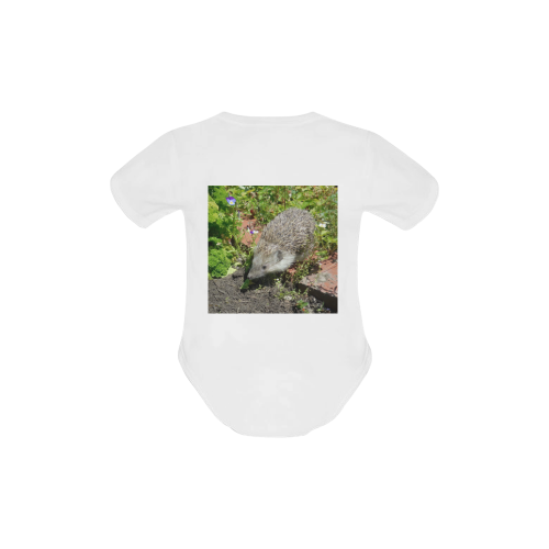 hedgehog- cute visit to the garden Baby Powder Organic Short Sleeve One Piece (Model T28)