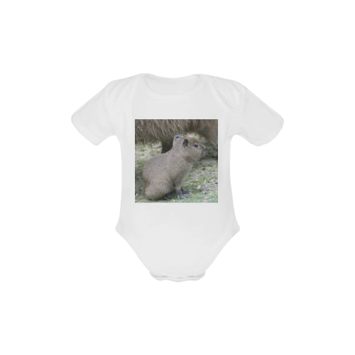 capybara baby Baby Powder Organic Short Sleeve One Piece (Model T28)