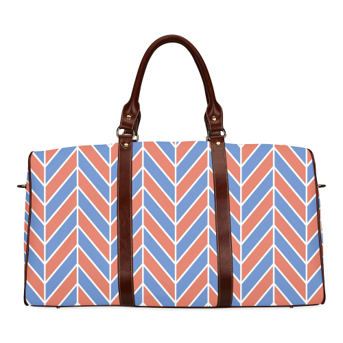 Red White Blue Herringbone Waterproof Travel Bag/Small (Model 1639)