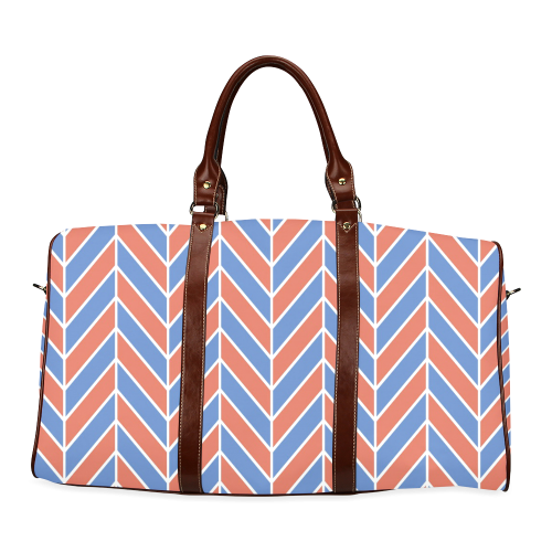 Red White Blue Herringbone Waterproof Travel Bag/Small (Model 1639)