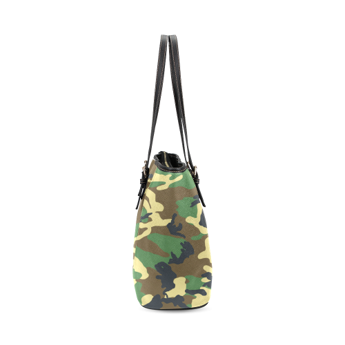 Green Camouflage Leather Tote Bag/Small (Model 1640)