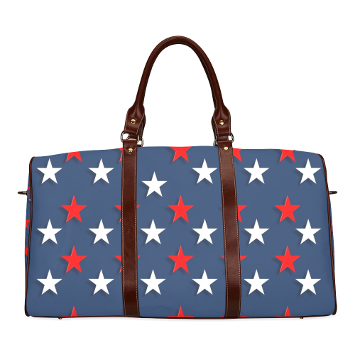 Navy Red White Stars Waterproof Travel Bag/Small (Model 1639)