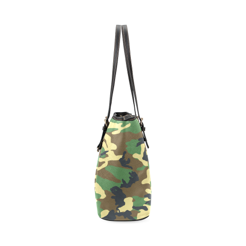 Green Camouflage Leather Tote Bag/Small (Model 1640)