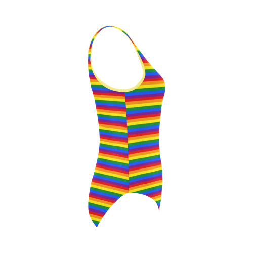 Gay Pride Rainbow Stripes Vest One Piece Swimsuit (Model S04)