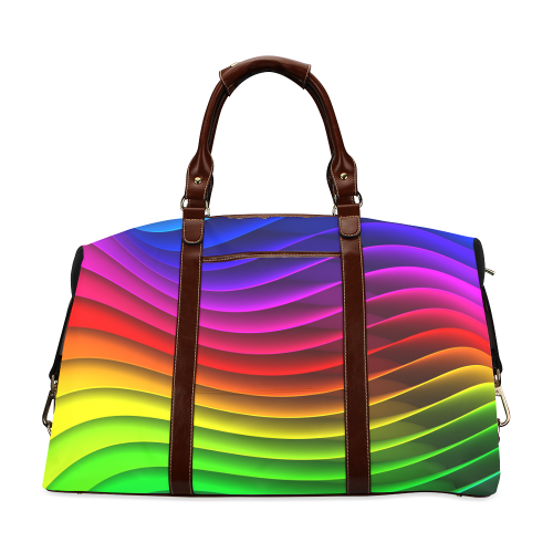 Abstract Wavy Rainbow Lines Classic Travel Bag (Model 1643)