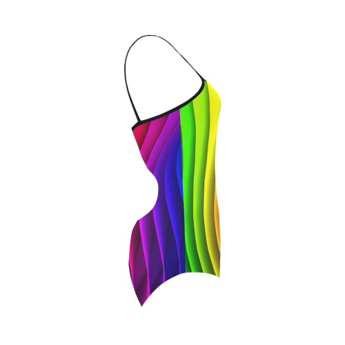 Rainbow Wavy Lines Strap Swimsuit ( Model S05)