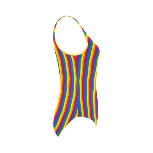 Gay Pride Rainbow Stripes Vest One Piece Swimsuit (Model S04)