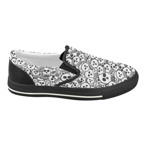 toon skulls Women's Slip-on Canvas Shoes (Model 019)