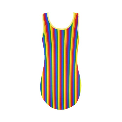 Gay Pride Rainbow Stripes Vest One Piece Swimsuit (Model S04)