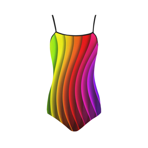 Rainbow Wavy Lines Strap Swimsuit ( Model S05)