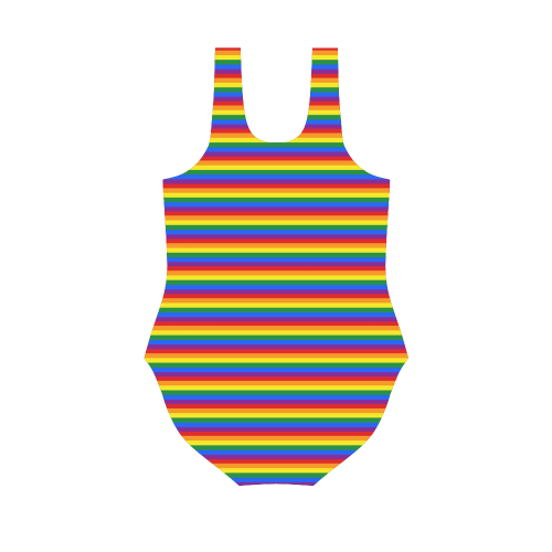 Gay Pride Rainbow Stripes Vest One Piece Swimsuit (Model S04)