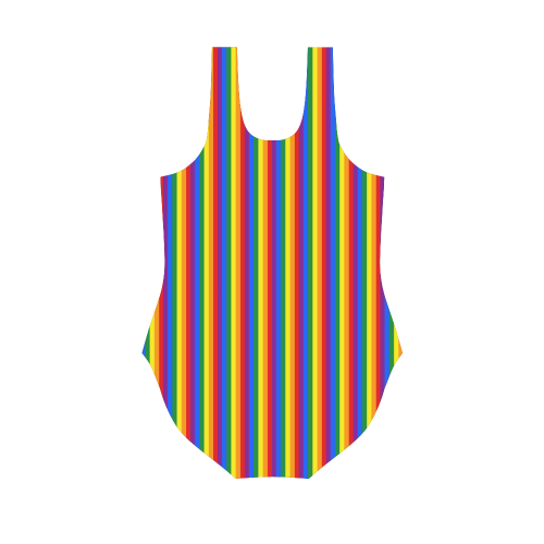 Gay Pride Rainbow Stripes Vest One Piece Swimsuit (Model S04)