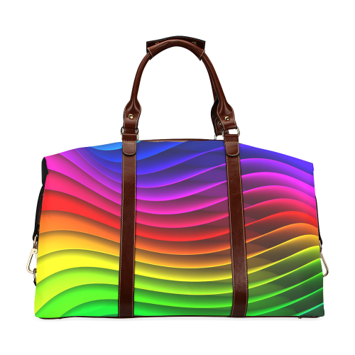 Abstract Wavy Rainbow Lines Classic Travel Bag (Model 1643)