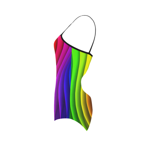 Rainbow Wavy Lines Strap Swimsuit ( Model S05)