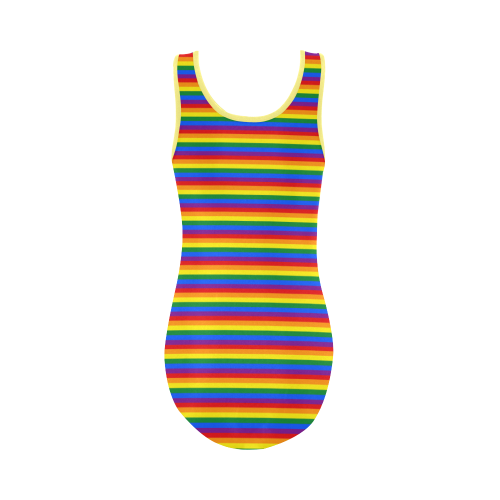 Gay Pride Rainbow Stripes Vest One Piece Swimsuit (Model S04)