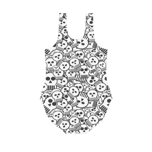 toon skulls Vest One Piece Swimsuit (Model S04)