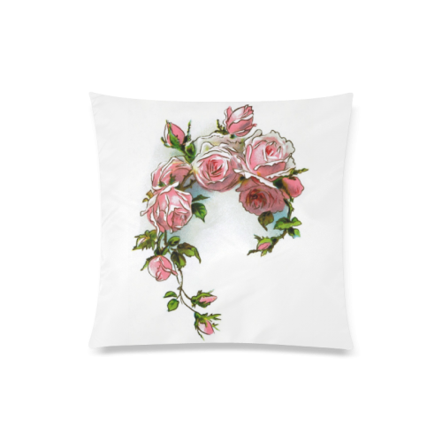 Vintage Pink Rose Floral Custom Zippered Pillow Case 20"x20"(Twin Sides)