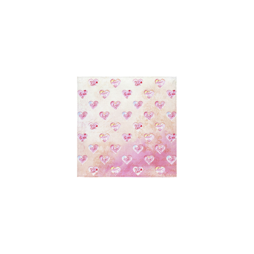 Vintage Pink Hearts with Love Words Square Towel 13“x13”