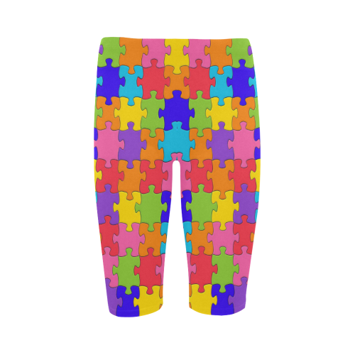 Multicolored Jigsaw Puzzle Hestia Cropped Leggings (Model L03)