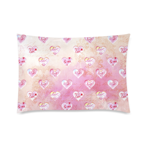 Vintage Pink Hearts with Love Words Custom Zippered Pillow Case 20"x30"(Twin Sides)
