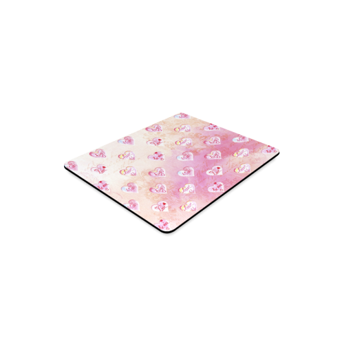 Vintage Pink Hearts with Love Words Rectangle Mousepad